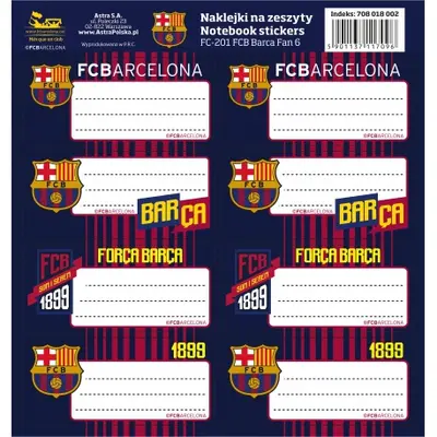 Samolepiace štítky na zošity FC Barcelona - 8ks, 708018002