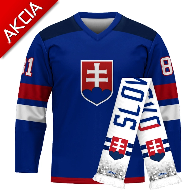 AKCIA 2  - Hokejový dres Slovensko "2019" - 0619 + šál