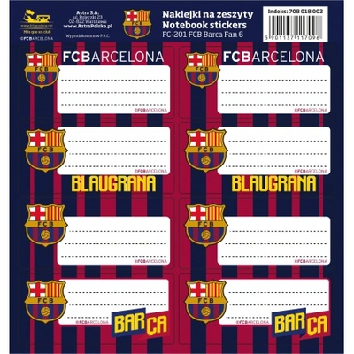 Samolepiace štítky na zošity 8ks FC BARCELONA, FC-201, 708018002