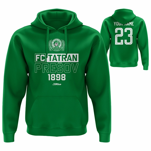 Bavlnená mikina s kapucňou FC Tatran Prešov 2302 - 125 rokov Tatran