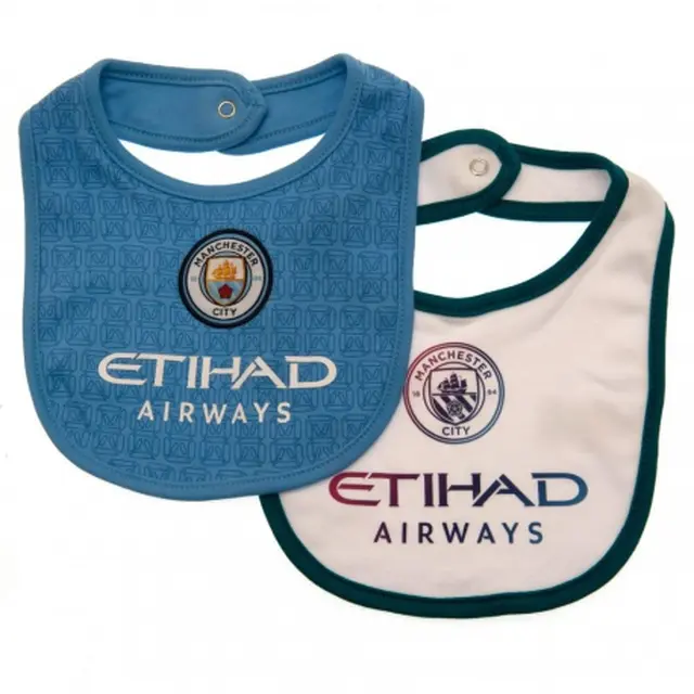 Detský bavlnený podbradník 2ks MANCHESTER CITY Bibs SQ