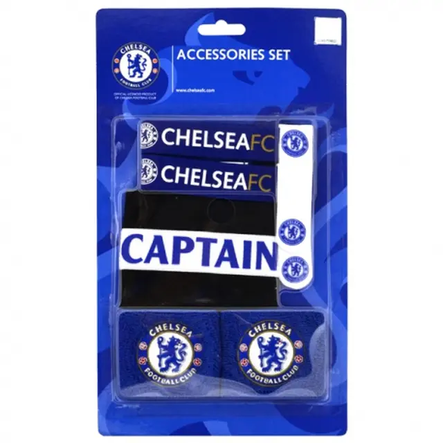 Accessories set CHELSEA F.C. (2x potítko, kapitánska páska, 2x držiak chráničov)