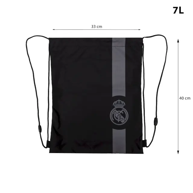 Vrecko na prezuvky Real Madrid Black AD1 – športové vrecko na chrbát, 507026019