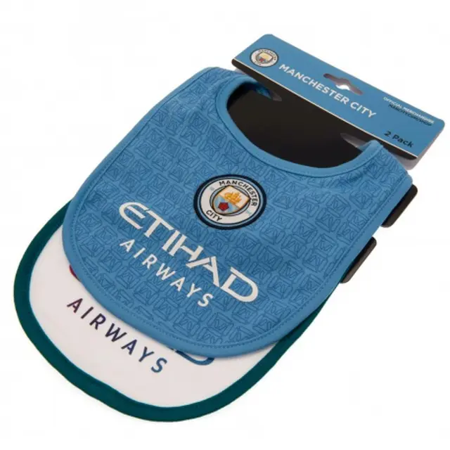 Detský bavlnený podbradník 2ks MANCHESTER CITY Bibs SQ